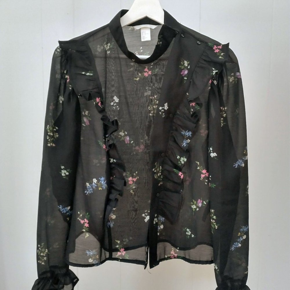 H&M Floral Ruffle Blouse - 14